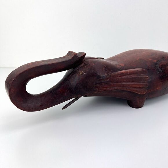 Vintage 1950's Opium Den Pillow: Hand-Carved 16" Chinese Wood Elephant Pillow - Picture 6 of 10